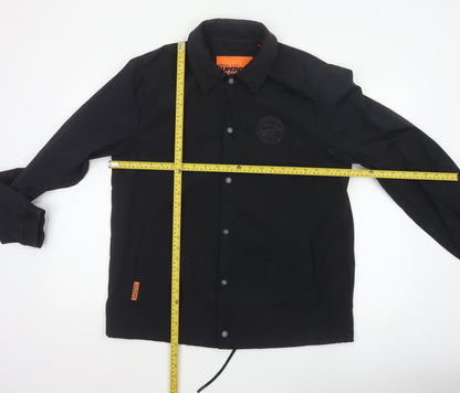 Superdry Men’s Black XL Basic Snap Coach Jacket Logo Collared