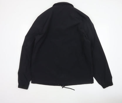 Superdry Men’s Black XL Basic Snap Coach Jacket Logo Collared