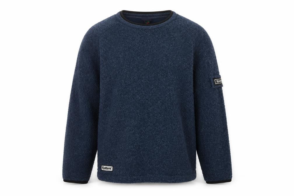 Kickers Men’s Blue M Fleece Crew Neck Pullover Sweatshirt Logo