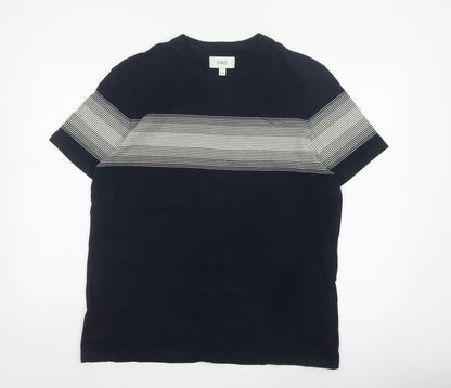 Marks and Spencer Men’s Blue XL Striped Crew Neck Cotton T-Shirt