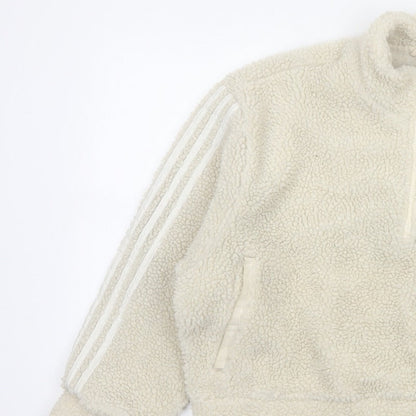 adidas Women Ivory UK 8 Sherpa Fleece 1/4 Zip Sweatshirt