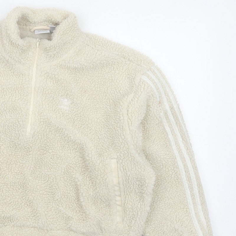 adidas Women Ivory UK 8 Sherpa Fleece 1/4 Zip Sweatshirt