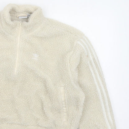 adidas Women Ivory UK 8 Sherpa Fleece 1/4 Zip Sweatshirt