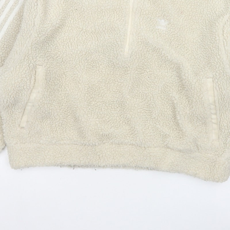 adidas Women Ivory UK 8 Sherpa Fleece 1/4 Zip Sweatshirt