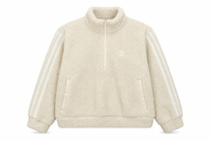 adidas Women Ivory UK 8 Sherpa Fleece 1/4 Zip Sweatshirt