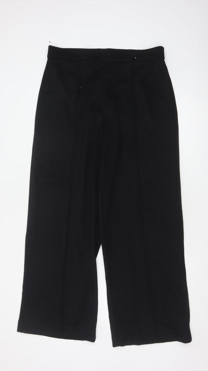 M&S Women’s Black Size 14 Regular Wide Leg Smart Trousers