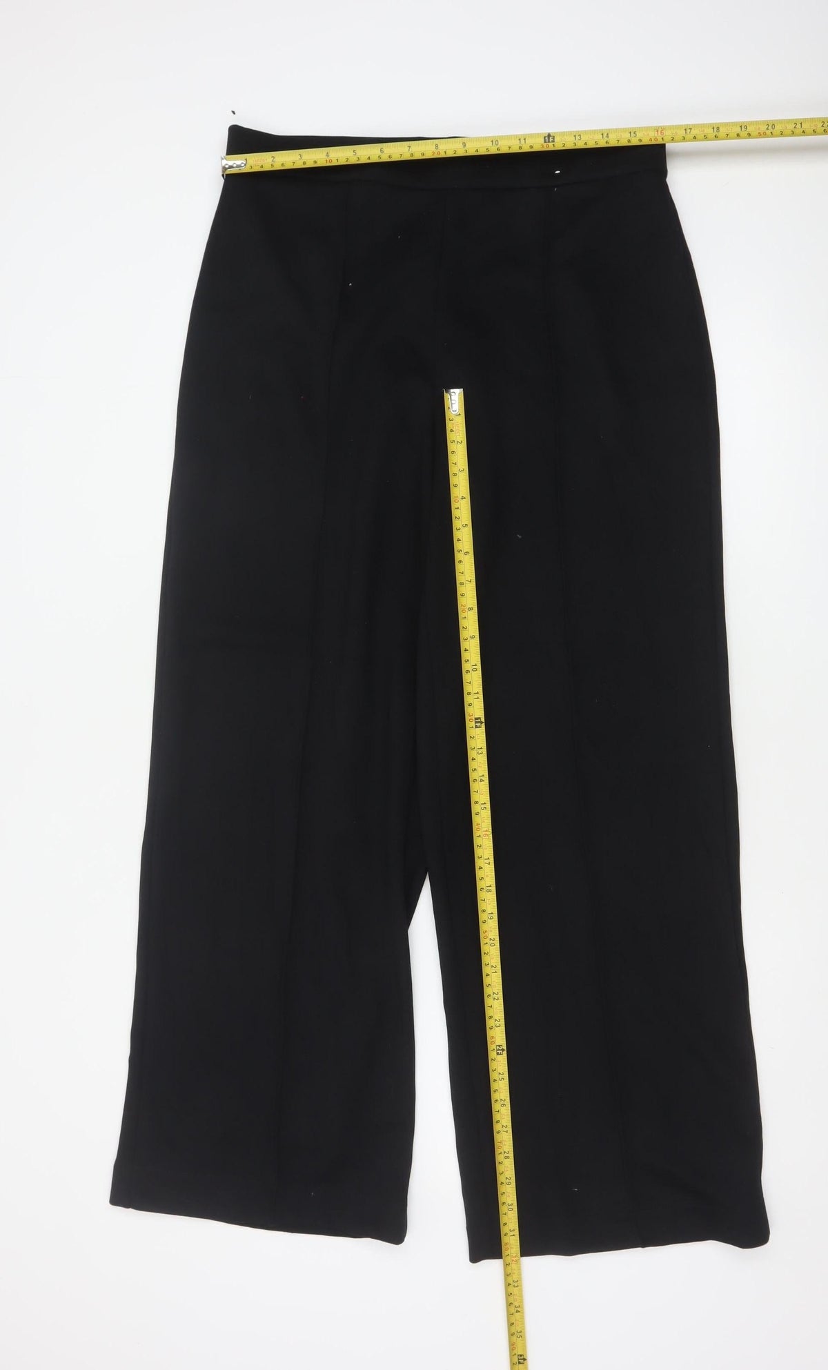 M&S Women’s Black Size 14 Regular Wide Leg Smart Trousers