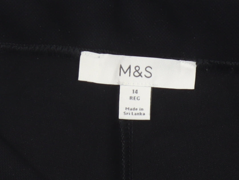 M&S Women’s Black Size 14 Regular Wide Leg Smart Trousers