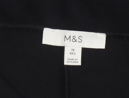 M&S Women’s Black Size 14 Regular Wide Leg Smart Trousers