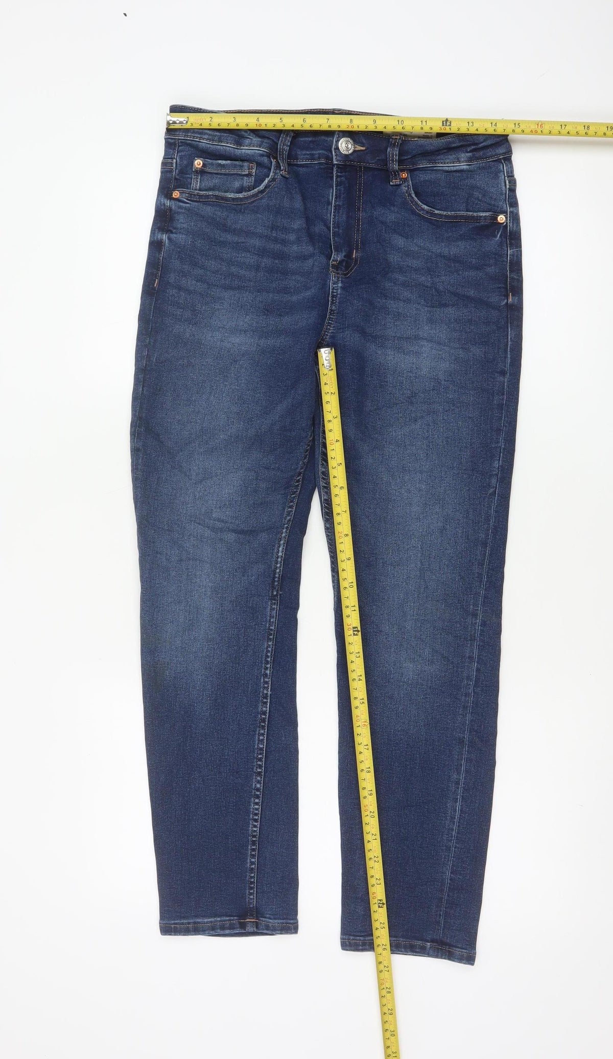 M&S The Lily Women’s Blue Skinny Jeans UK 12 Short Stretch