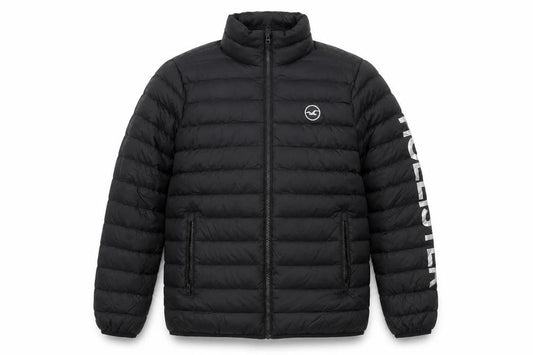 Hollister Men’s Black XS Down Puffer Jacket Quilted Full Zip