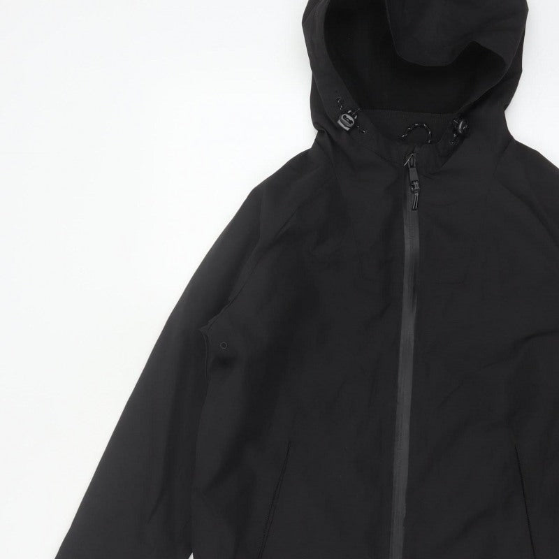 Marks & Spencer Boys Black 13-14 Years Hooded Parka Jacket Zip Pockets