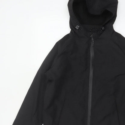 Marks & Spencer Boys Black 13-14 Years Hooded Parka Jacket Zip Pockets