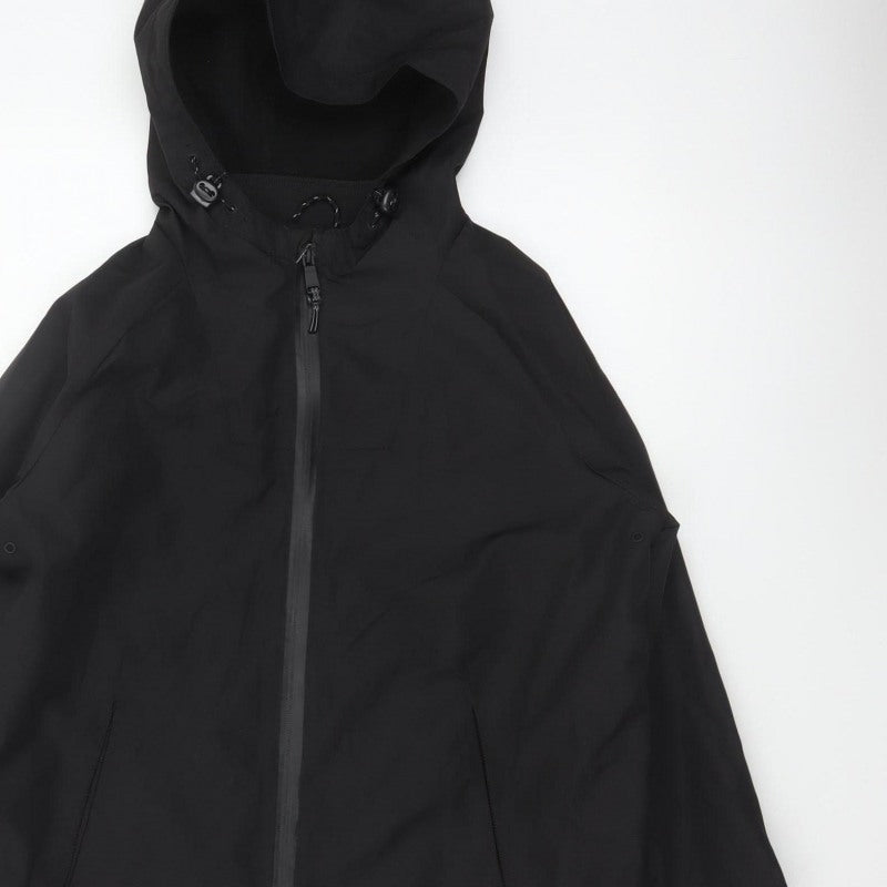Marks & Spencer Boys Black 13-14 Years Hooded Parka Jacket Zip Pockets