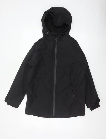 Marks & Spencer Boys Black 13-14 Years Hooded Parka Jacket Zip Pockets