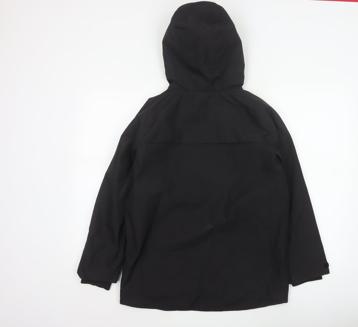 Marks & Spencer Boys Black 13-14 Years Hooded Parka Jacket Zip Pockets