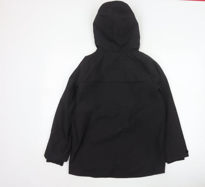 Marks & Spencer Boys Black 13-14 Years Hooded Parka Jacket Zip Pockets