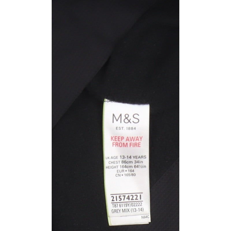 Marks & Spencer Boys Black 13-14 Years Hooded Parka Jacket Zip Pockets