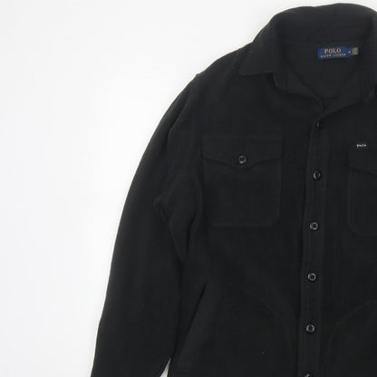Polo Ralph Lauren Men’s Black M Fleece Button Jacket Logo Pockets