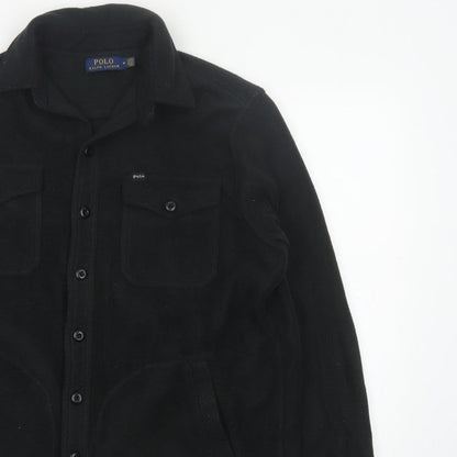 Polo Ralph Lauren Men’s Black M Fleece Button Jacket Logo Pockets