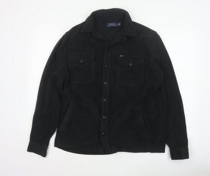 Polo Ralph Lauren Men’s Black M Fleece Button Jacket Logo Pockets