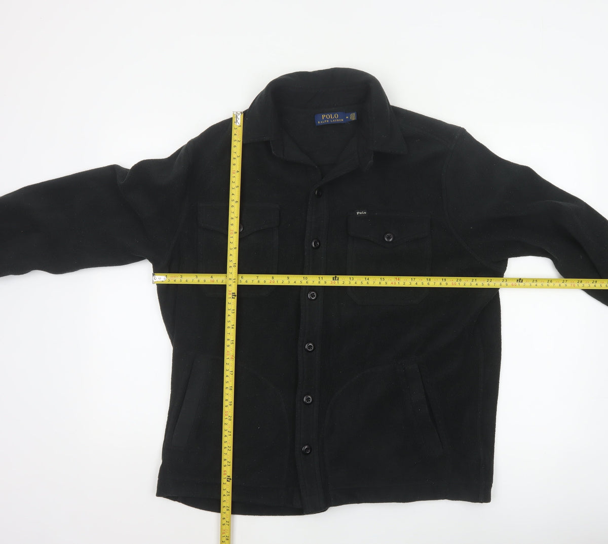 Polo Ralph Lauren Men’s Black M Fleece Button Jacket Logo Pockets