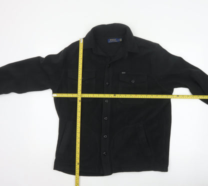 Polo Ralph Lauren Men’s Black M Fleece Button Jacket Logo Pockets