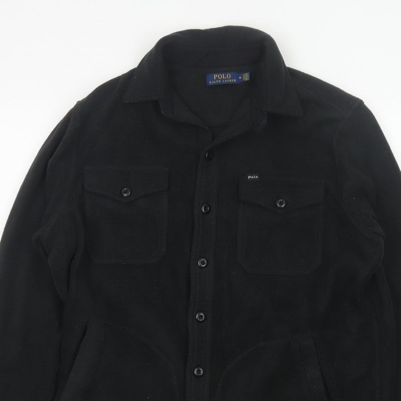 Polo Ralph Lauren Men’s Black M Fleece Button Jacket Logo Pockets