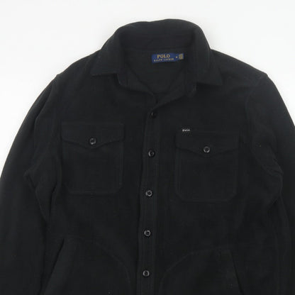 Polo Ralph Lauren Men’s Black M Fleece Button Jacket Logo Pockets