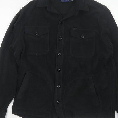 Polo Ralph Lauren Men’s Black M Fleece Button Jacket Logo Pockets