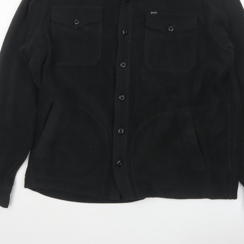 Polo Ralph Lauren Men’s Black M Fleece Button Jacket Logo Pockets