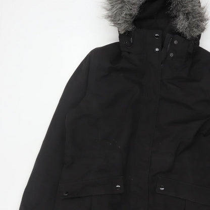 Regatta Women Black UK 16 Long Padded Fur Trim Parka Coat