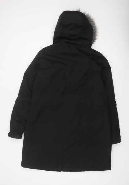 Regatta Women Black UK 16 Long Padded Fur Trim Parka Coat