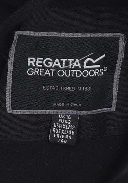 Regatta Women Black UK 16 Long Padded Fur Trim Parka Coat