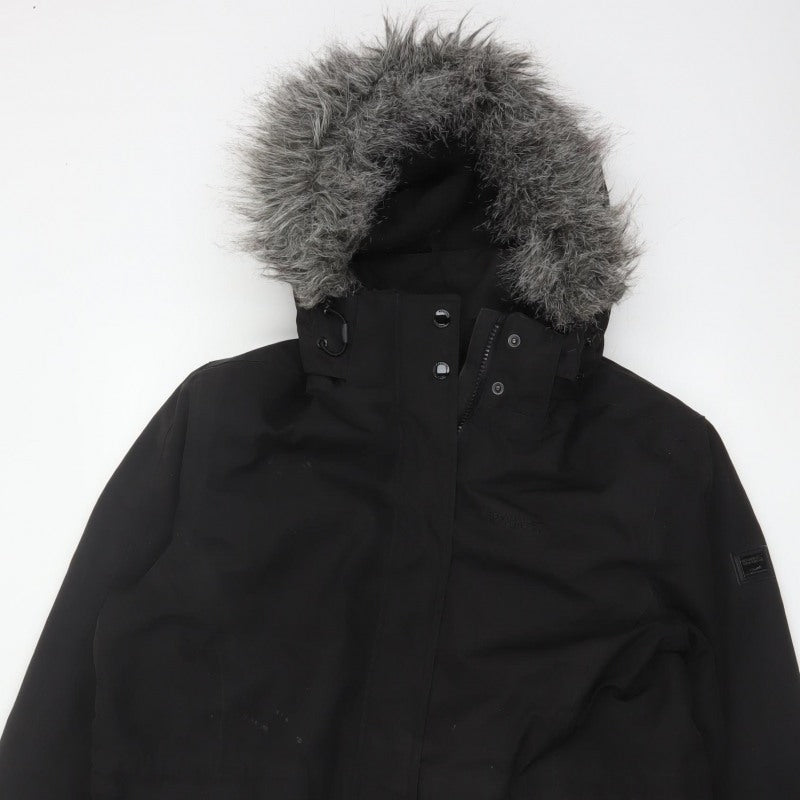 Regatta Women Black UK 16 Long Padded Fur Trim Parka Coat