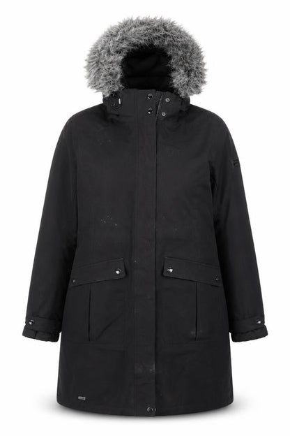 Regatta Women Black UK 16 Long Padded Fur Trim Parka Coat