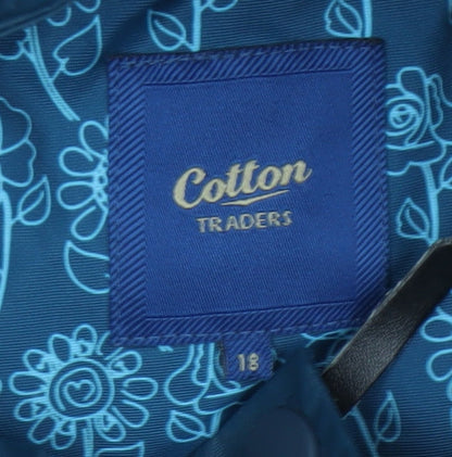 Cotton Traders Women’s Blue UK 18 Hooded Parka Coat Lined