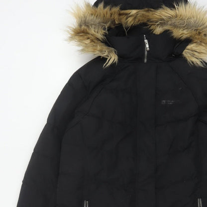 Mountain Warehouse Women Black UK 14 Down Filled Faux Fur Hood Parka Coat