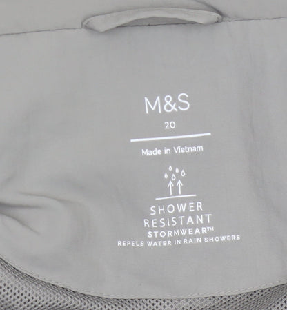 Marks and Spencer Women Grey Size 20 Long Hooded Shower Resistant Parka