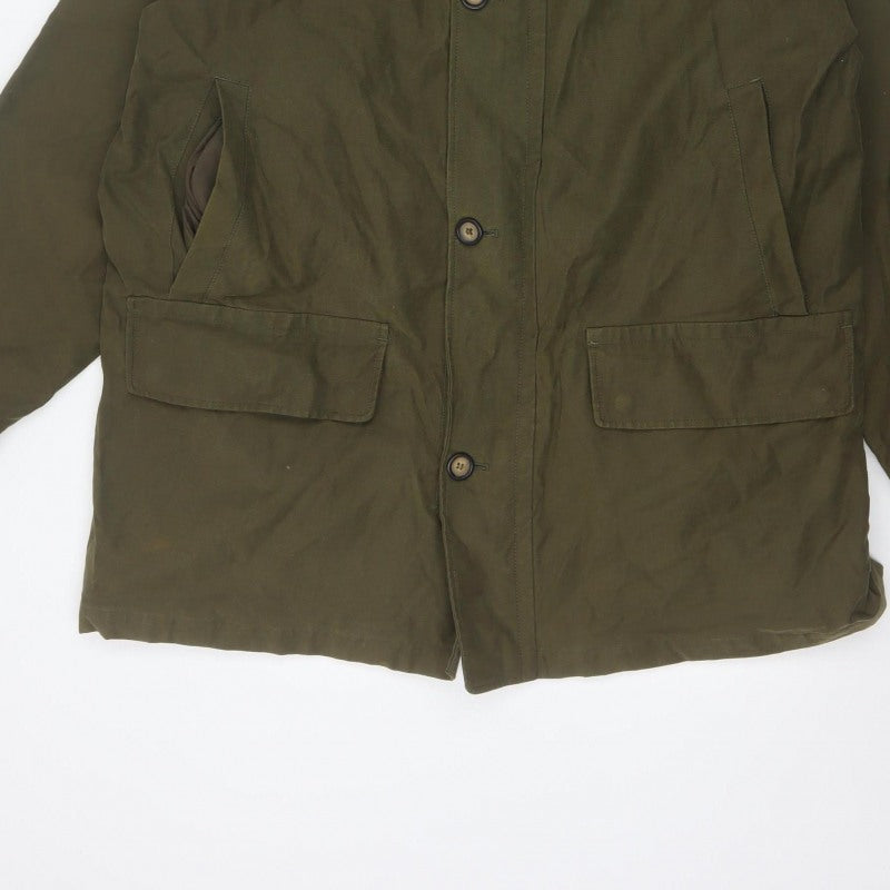 P.G. Field Men’s Green L Rain Coat Cotton Blend Outdoor Jacket