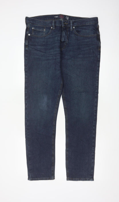 Marks & Spencer Men’s Blue 34/31 Slim Fit 360 Flex Dark Wash Jeans