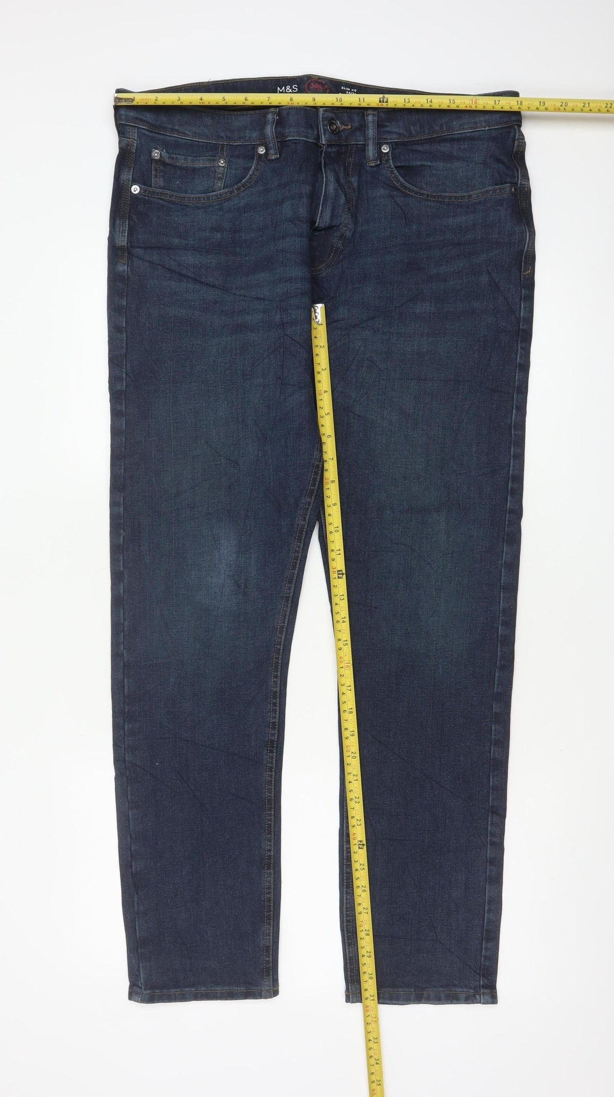 Marks & Spencer Men’s Blue 34/31 Slim Fit 360 Flex Dark Wash Jeans