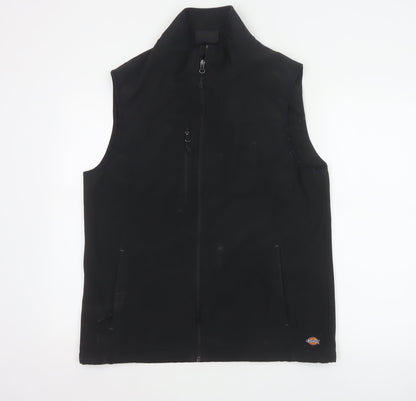 Dickies Men Black L Soft Shell Bodywarmer Workwear Zip Waistcoat