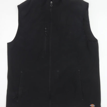 Dickies Men Black L Soft Shell Bodywarmer Workwear Zip Waistcoat