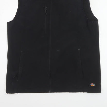 Dickies Men Black L Soft Shell Bodywarmer Workwear Zip Waistcoat