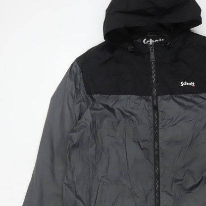 Schott Mens Black 3XL Hooded Windbreaker Jacket Full Zip