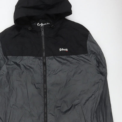Schott Mens Black 3XL Hooded Windbreaker Jacket Full Zip