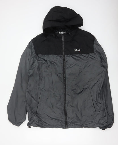 Schott Mens Black 3XL Hooded Windbreaker Jacket Full Zip