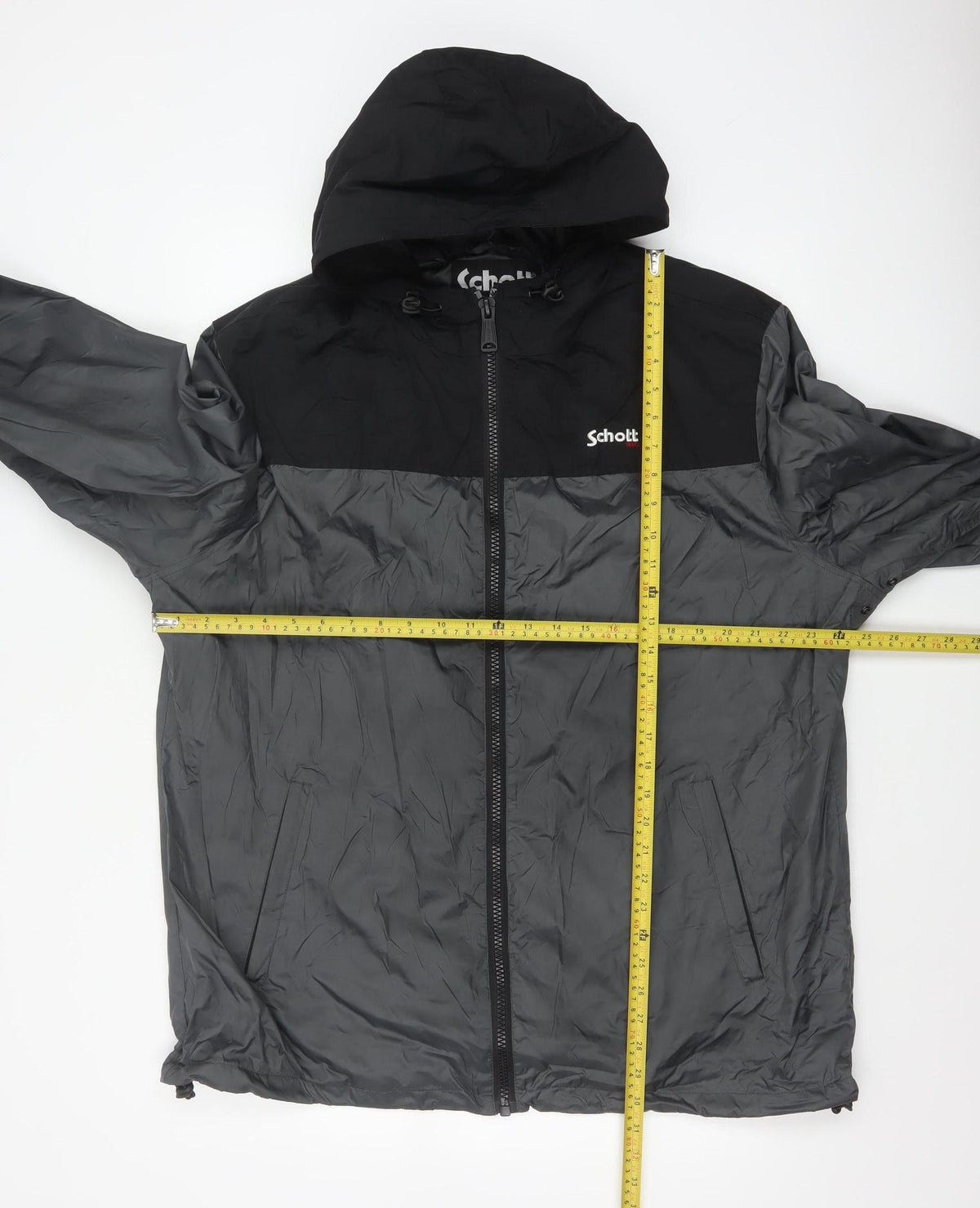 Schott Mens Black 3XL Hooded Windbreaker Jacket Full Zip