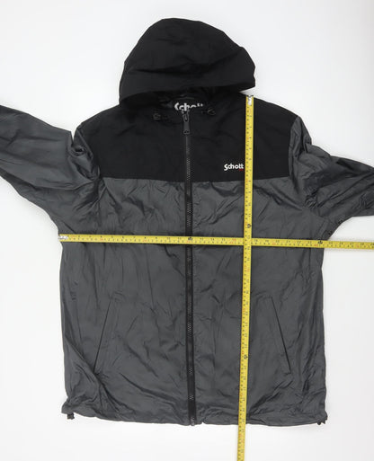 Schott Mens Black 3XL Hooded Windbreaker Jacket Full Zip